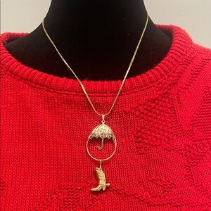Gold Umbrella and Boot Pendant Necklace